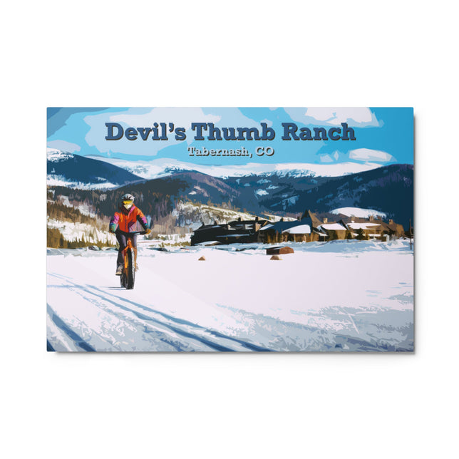 DTR Retro Snowbiking Metal prints - 2 Mountains 2 Streams