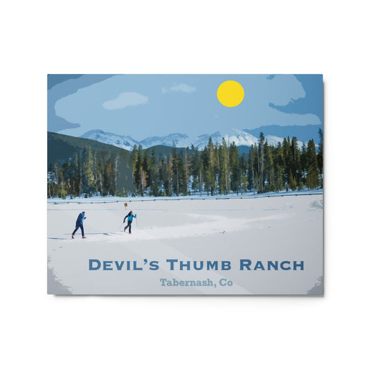 DTR Retro X-Country Skiing Metal prints - 2 Mountains 2 Streams